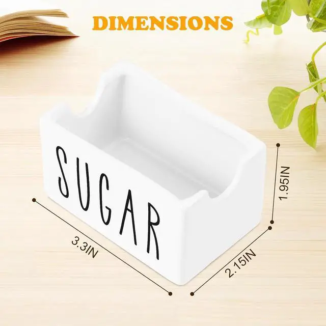 Alt view image 2 of 6 - Ceramic Sugar Packet Holder for Coffee Bar, Sugar Packet Caddy and Dispenser for Table, Office, Hotel, Restaurant (White)