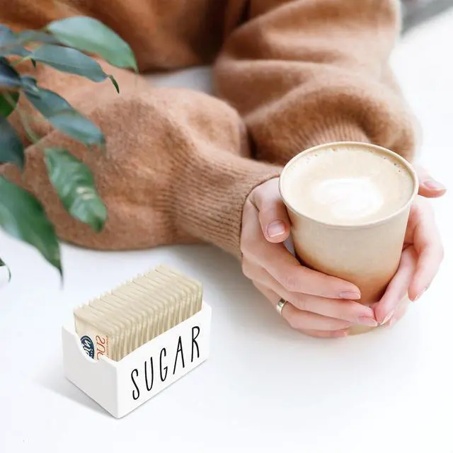 Alt view image 6 of 6 - Ceramic Sugar Packet Holder for Coffee Bar, Sugar Packet Caddy and Dispenser for Table, Office, Hotel, Restaurant (White)