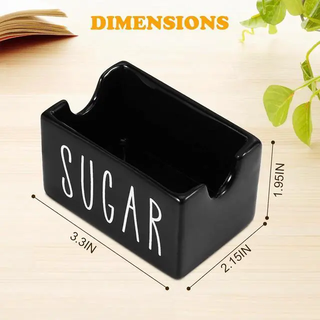 Alt view image 2 of 6 - Ceramic Sugar Packet Holder for Coffee Bar, Caddy, Container, Dispenser, Organizer for Table, Office, Hotel, Restaurant (Black)