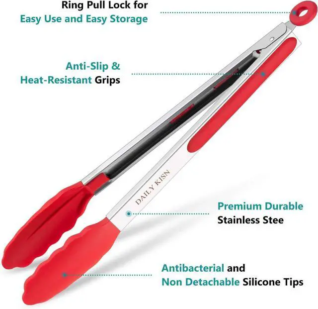 Alt view image 4 of 7 - 7/9/12 Inch Kitchen Tongs Set of 3, Cooking Tongs with Silicone Tips