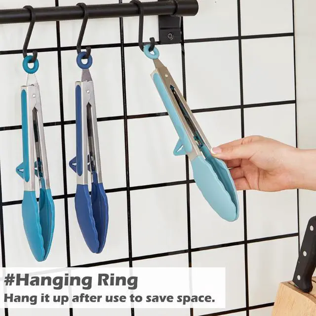 Alt view image 4 of 7 - 9" Kitchen Tongs for Cooking with Silicone Tips, Serving Tong for Salad BBQ