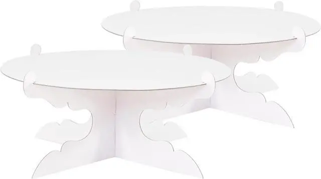 Main image of 2pcs 12 inch One Tier Cardboard Cake Stands for Party, White Cupcake Stands for Birthday Wedding DIY Dessert Decoration