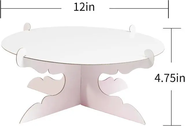Alt view image 2 of 6 - 2pcs 12 inch One Tier Cardboard Cake Stands for Party, White Cupcake Stands for Birthday Wedding DIY Dessert Decoration