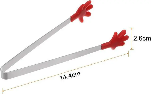 Alt view image 2 of 7 - HARFINGTON Mini Food Tongs 5.67" Hand Shape Stainless Steel with Silicon Tips Small Cooking Tongs Kitchen Food Tongs Serving Tongs for Cooking Grilling BBQ Barbecue Kitchen, Red