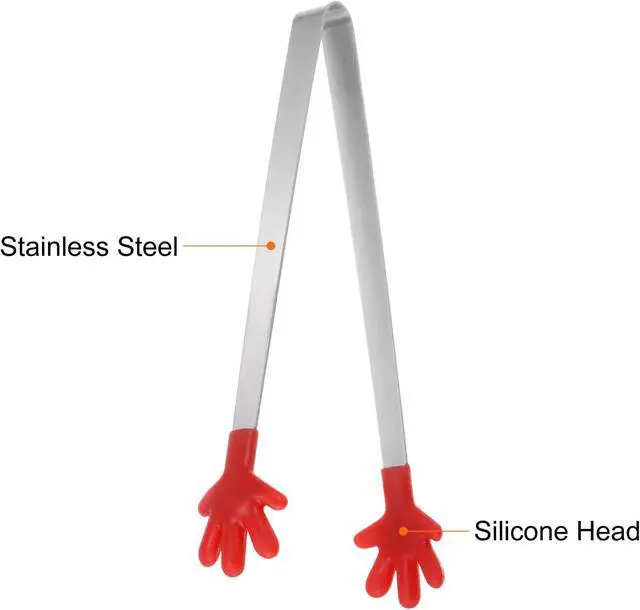 Alt view image 4 of 7 - HARFINGTON Mini Food Tongs 5.67" Hand Shape Stainless Steel with Silicon Tips Small Cooking Tongs Kitchen Food Tongs Serving Tongs for Cooking Grilling BBQ Barbecue Kitchen, Red
