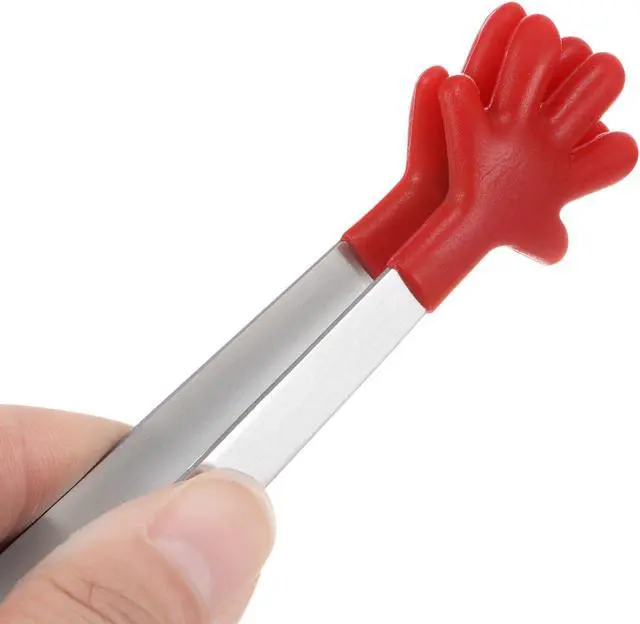 Alt view image 5 of 7 - HARFINGTON Mini Food Tongs 5.67" Hand Shape Stainless Steel with Silicon Tips Small Cooking Tongs Kitchen Food Tongs Serving Tongs for Cooking Grilling BBQ Barbecue Kitchen, Red