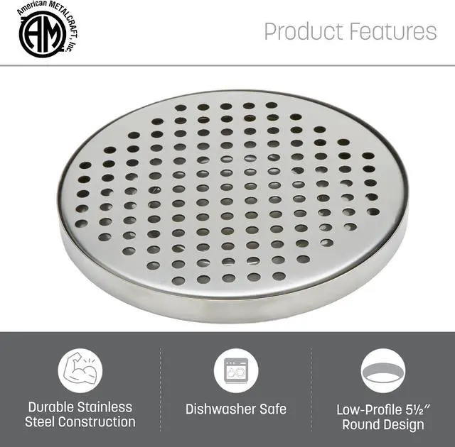 Alt view image 3 of 6 - American Metalcraft DT3 Stainless Steel Drip Tray, Round, 5.5"L x 5.5"W x 0.37"H