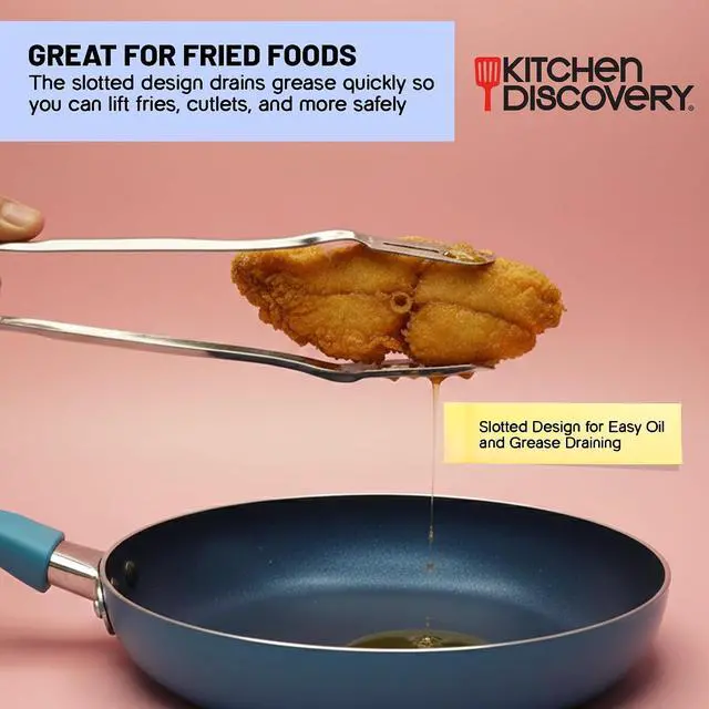 Alt view image 5 of 7 - Grip Right Turner Tongs Kitchen Discovery Dual Spatulas for Safe Lifting of Fish, Burgers, Pancakes, Cutlets Stainless Steel Barbecue Tongs for Easy Flipping