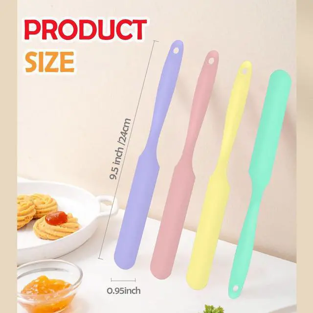 Alt view image 5 of 7 - 4Pcs Jar Spatula Silicone Long Scraper, Food-grade Cream Spatulas, Heat-Resistant Jam Spreader for Scraping Kitchen Baking Mixing Cake Butter