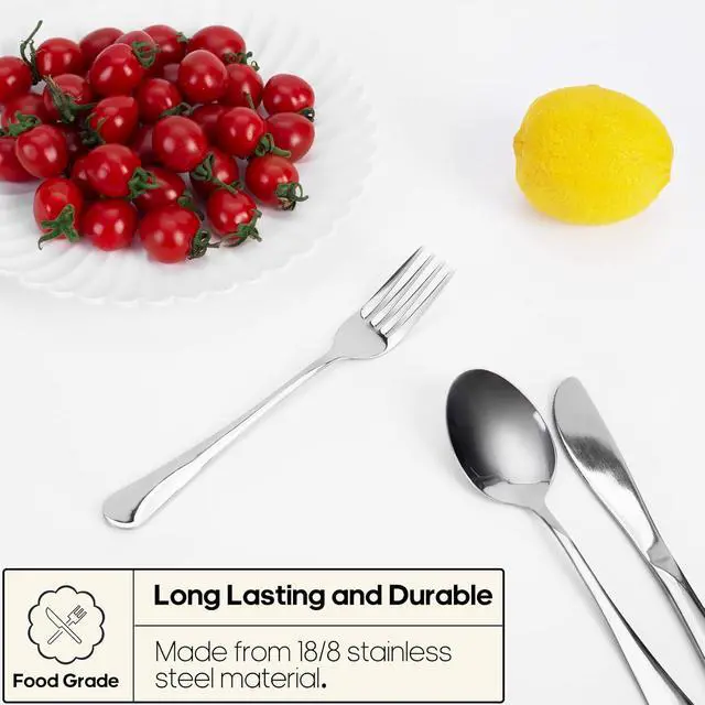 Alt view image 2 of 7 - Travel Utensils with Case, Quatish Portable Silverware Set for Work, Stainless Steel Reusable Travel Cutlery, Fork and Spoon Set for Camping, Picnic, Gadgets, Lunch Box for Men, Christmas Gift, Silver