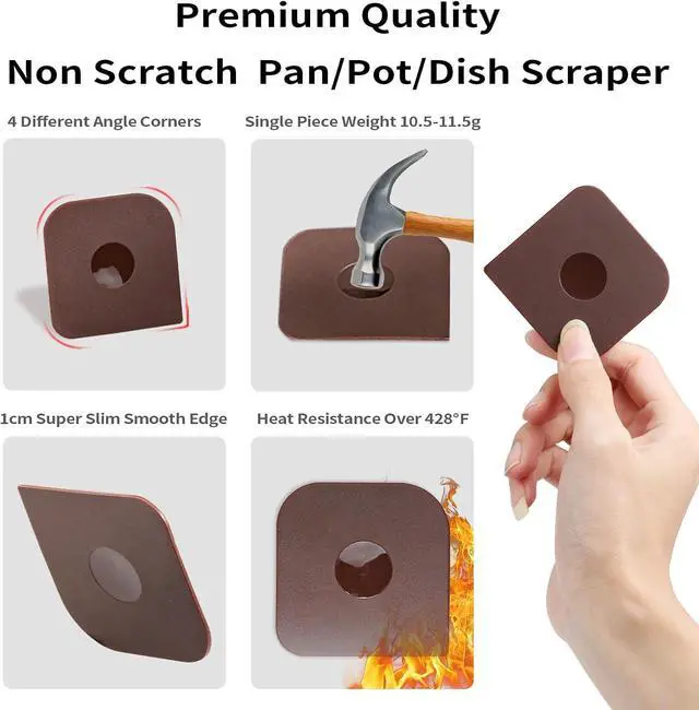 Alt view image 4 of 6 - Herda Pan Scraper Dish Scraper Tool Set, 5 Pack Plastic Pot Food Scraper