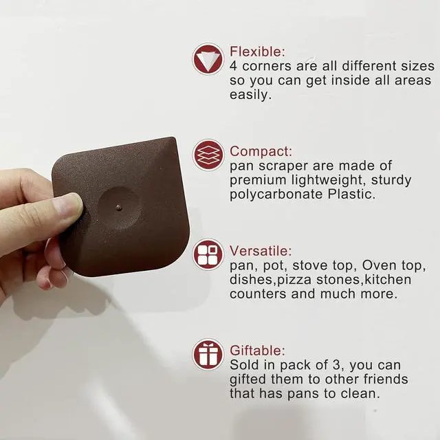 Alt view image 5 of 6 - Herda Pan Scraper Dish Scraper Tool Set, 5 Pack Plastic Pot Food Scraper