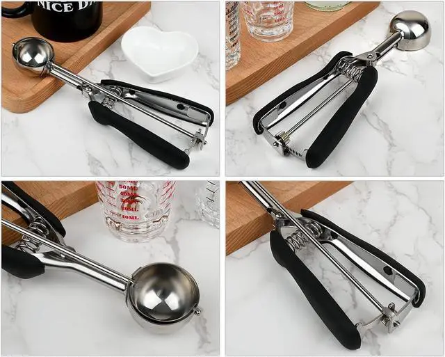 Alt view image 4 of 7 - DS. DISTINCTIVE STYLE Mini Cookie Scoop #100-2 Teaspoon Scoop - Mini Ice Cream Scoop, Made of Food Grade 304 Stainless Steel with Comfortable Rubber Grip Handles