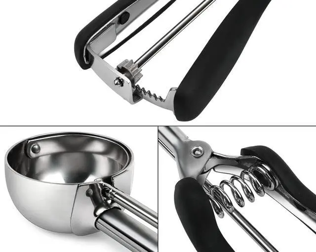 Alt view image 3 of 7 - DS. DISTINCTIVE STYLE Mini Cookie Scoop #100-2 Teaspoon Scoop - Mini Ice Cream Scoop, Made of Food Grade 304 Stainless Steel with Comfortable Rubber Grip Handles