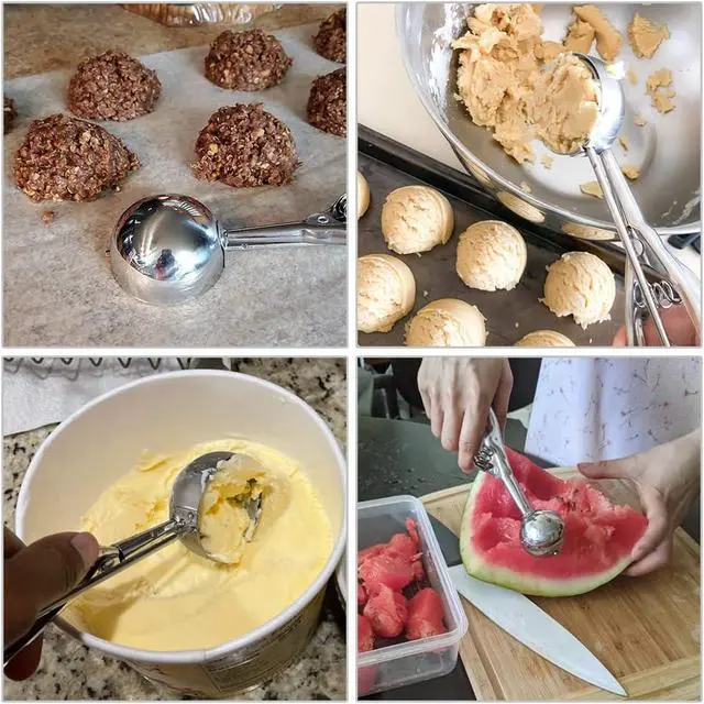 Alt view image 5 of 7 - DS. DISTINCTIVE STYLE Mini Cookie Scoop #100-2 Teaspoon Scoop - Mini Ice Cream Scoop, Made of Food Grade 304 Stainless Steel with Comfortable Rubber Grip Handles