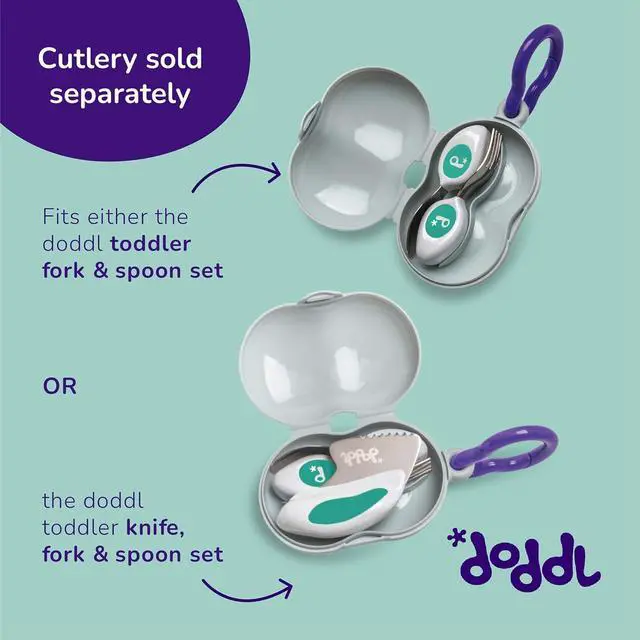 Alt view image 5 of 7 - doddl Toddler Travel Utensil Case, Fits Toddler Fork, Spoon and Knife Sets, Clips to Bags & Strollers, Travel Essentials, Dishwasher Safe (Case Only)