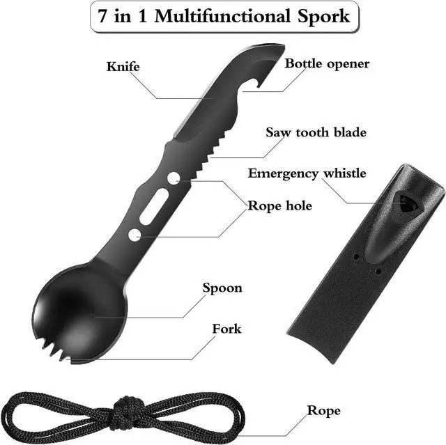 Alt view image 2 of 7 - Mudder 2 Packs Camping Spork Stainless Steel Backpacking