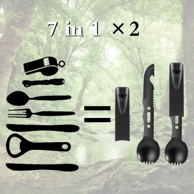 Alt view image 7 of 7 - Mudder 2 Packs Camping Spork Stainless Steel Backpacking