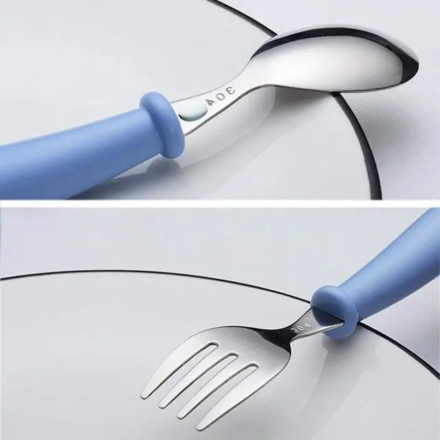 Alt view image 6 of 7 - 4 Pcs Toddler Fork and Spoon Set with Case, Stainless Steel, Blue Pink