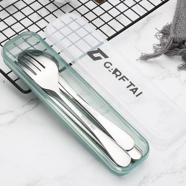 Alt view image 7 of 7 - Portable travel utensils set with case.4Pcs Stainless steel silverware travel set. Reusable camping utensils silverware.Include knife fork spoon chopsticks with case(Silver)