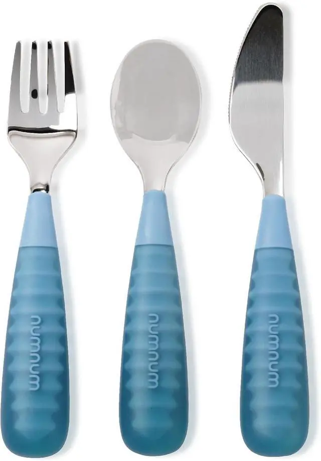 Main image of NumNum Toddler Utensils Silverware Set 2+ Yrs, 3-Pack Blue