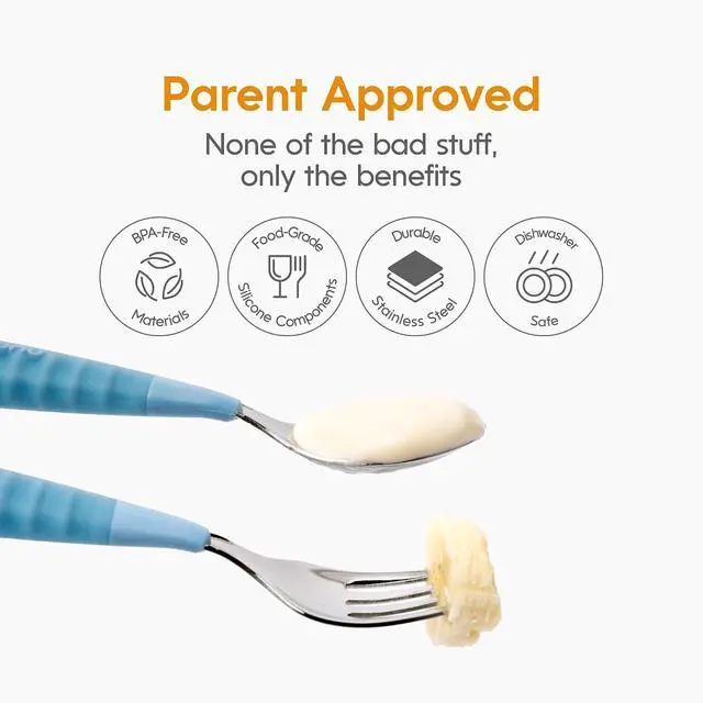 Alt view image 3 of 7 - NumNum Toddler Utensils Silverware Set 2+ Yrs, 3-Pack Blue