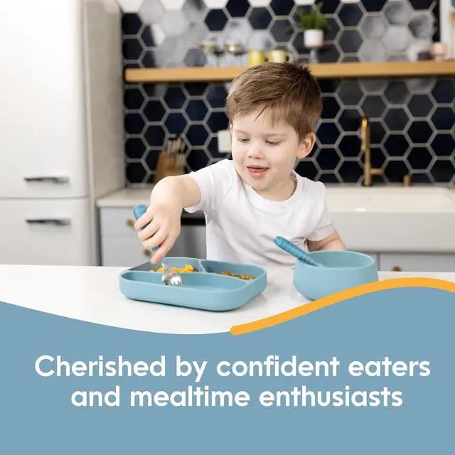 Alt view image 7 of 7 - NumNum Toddler Utensils Silverware Set 2+ Yrs, 3-Pack Blue
