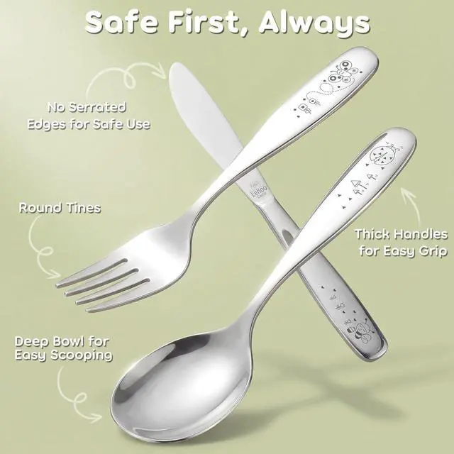 Alt view image 5 of 7 - Lehoo Castle 6-Piece Kids Silverware Set, Stainless Steel Toddler Utensils