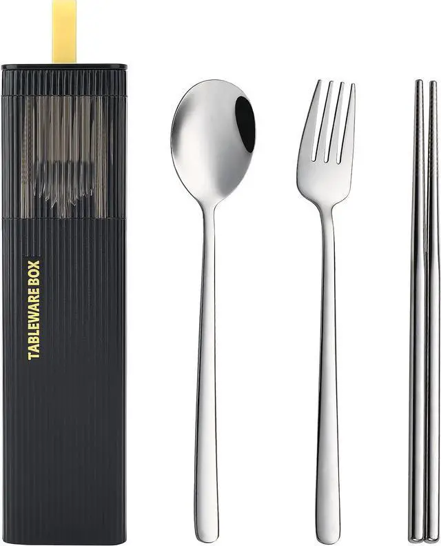 Main image of DEVICO Travel Utensils with Case, 4Pcs Korean Chopsticks Fork and Spoon Set