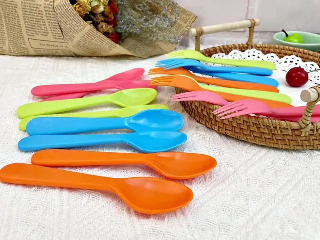 Alt view image 2 of 7 - Jawbush 16 Pcs Kids Utensils, Plastic Kids Forks and Spoons, Reusable Toddler Utensils, Durable Flatware Set for Lunch Box, Easy to Use, BPA Free