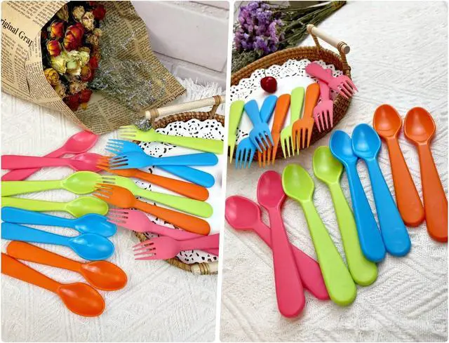 Alt view image 4 of 7 - Jawbush 16 Pcs Kids Utensils, Plastic Kids Forks and Spoons, Reusable Toddler Utensils, Durable Flatware Set for Lunch Box, Easy to Use, BPA Free