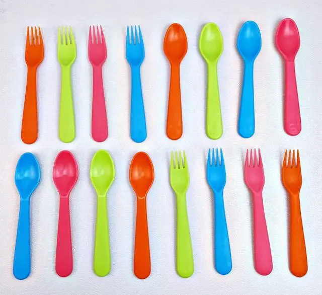 Alt view image 7 of 7 - Jawbush 16 Pcs Kids Utensils, Plastic Kids Forks and Spoons, Reusable Toddler Utensils, Durable Flatware Set for Lunch Box, Easy to Use, BPA Free