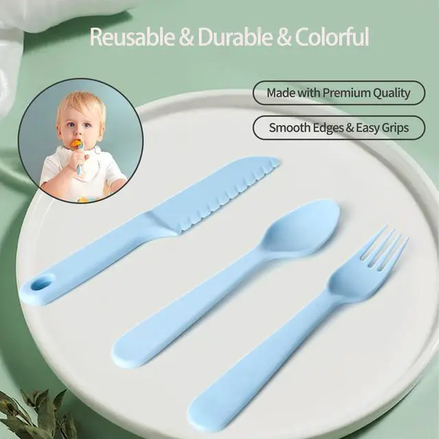 Alt view image 6 of 6 - 16Pcs Kids Plastic Forks, Macaron-Colored Kids Eating Utensils, Reusable Toddler Silverware Set, BPA Free, Ideal for School Lunch, Camping, Travel, Party Favors, Dishwasher Safe