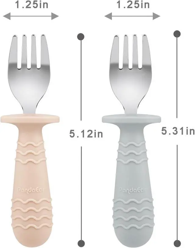 Alt view image 4 of 7 - PandaEar 6 Pack Toddler Forks, 18/8 Stainless Steel with Silicone Handle