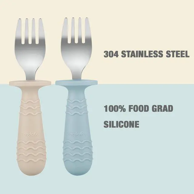 Alt view image 5 of 7 - PandaEar 6 Pack Toddler Forks, 18/8 Stainless Steel with Silicone Handle