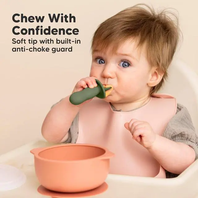 Alt view image 4 of 7 - KeaBabies 4-Pack Silicone Baby Spoons and Forks Set, BLW, BPA-Free (Slate)