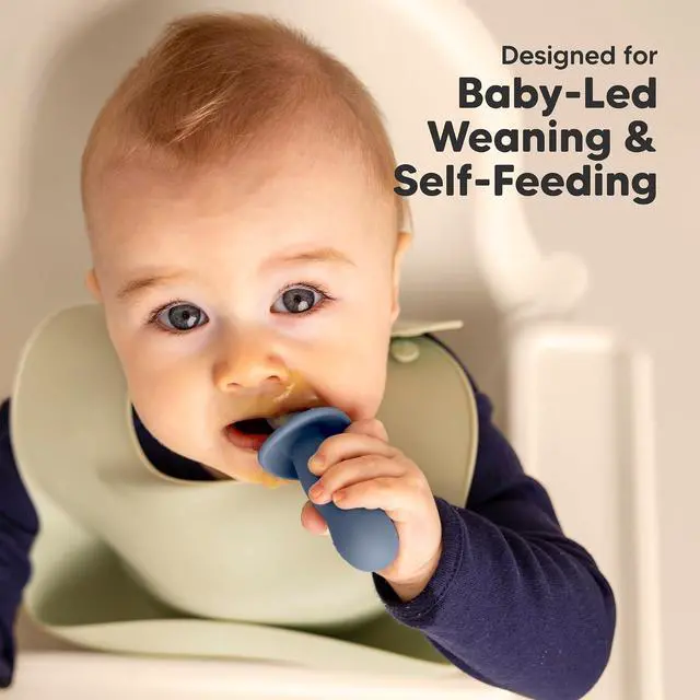 Alt view image 7 of 7 - KeaBabies 4-Pack Silicone Baby Spoons and Forks Set, BLW, BPA-Free (Slate)