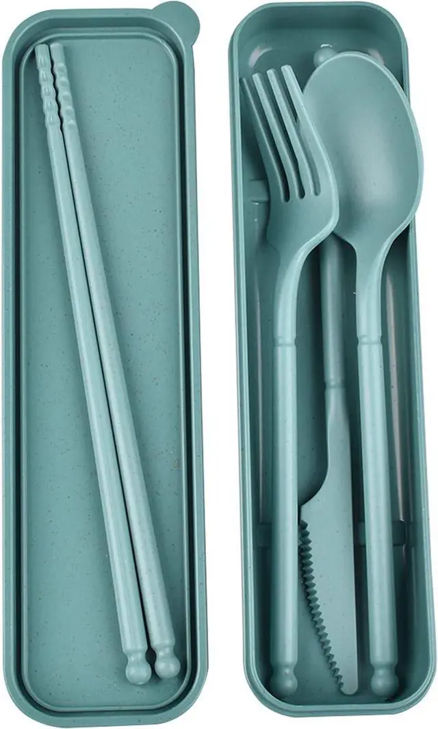 Main image of Travel Utensils, Reusable Utensils Set with Case, Camping Plastic Cutlery