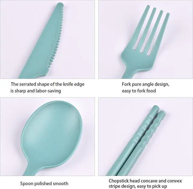 Alt view image 3 of 7 - Travel Utensils, Reusable Utensils Set with Case, Camping Plastic Cutlery