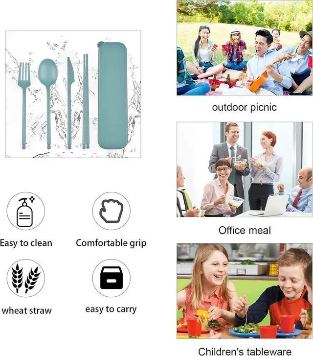 Alt view image 4 of 7 - Travel Utensils, Reusable Utensils Set with Case, Camping Plastic Cutlery