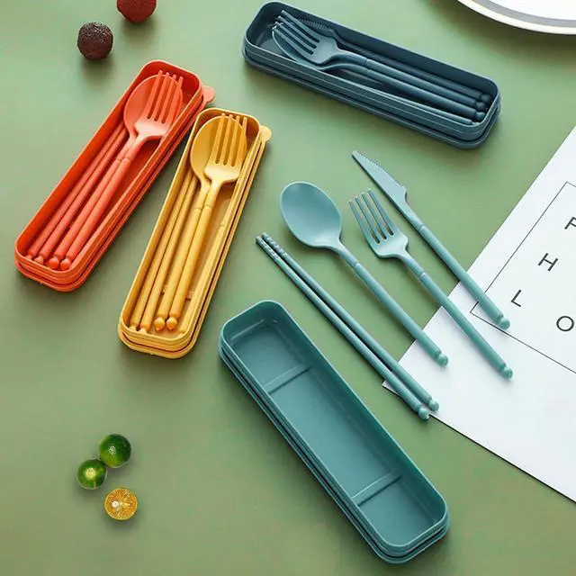 Alt view image 5 of 7 - Travel Utensils, Reusable Utensils Set with Case, Camping Plastic Cutlery