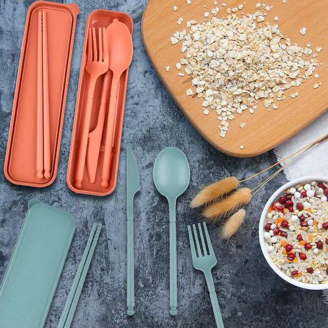 Alt view image 7 of 7 - Travel Utensils, Reusable Utensils Set with Case, Camping Plastic Cutlery