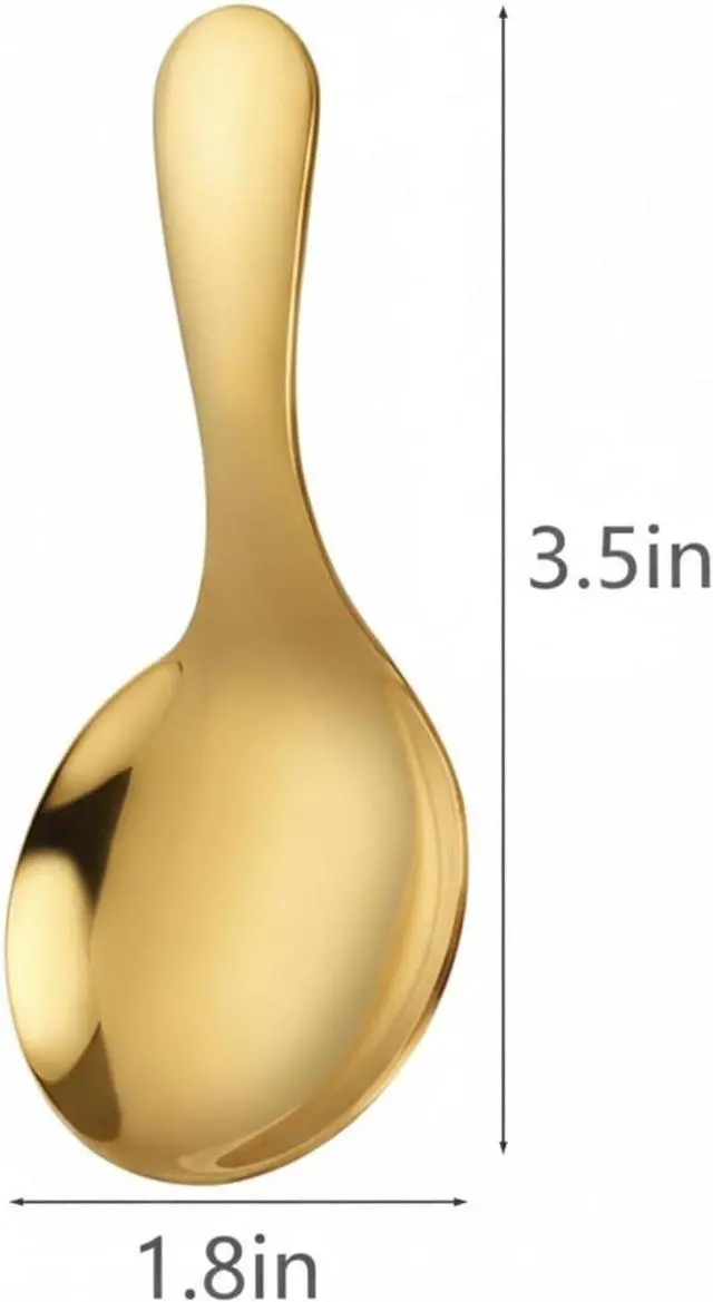 Alt view image 2 of 6 - 6PCS Mini Gold Spoons, Short Handle Scoops for Salt Sugar Coffee Tea Dessert Condiments - Small Canister Scoops for Candy Buffet (Gold)