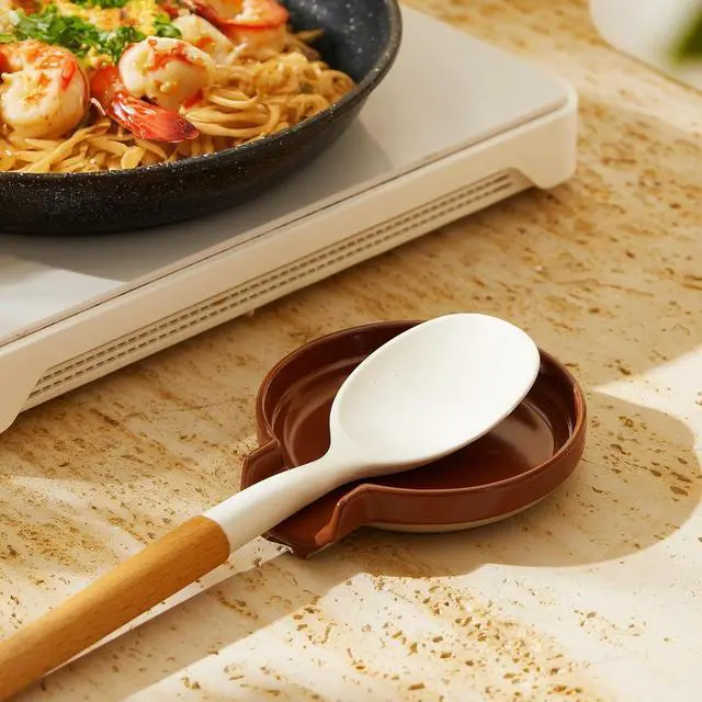 Alt view image 4 of 7 - Oscar Ceramic Spoon Rest Minimalist Drip-Free Heat-Resistant Utensil Holder for Stove, Countertop, or Coffee Bar Glazed Stoneware Kitchen Spoon Tray Dishwasher Safe 5 Colors