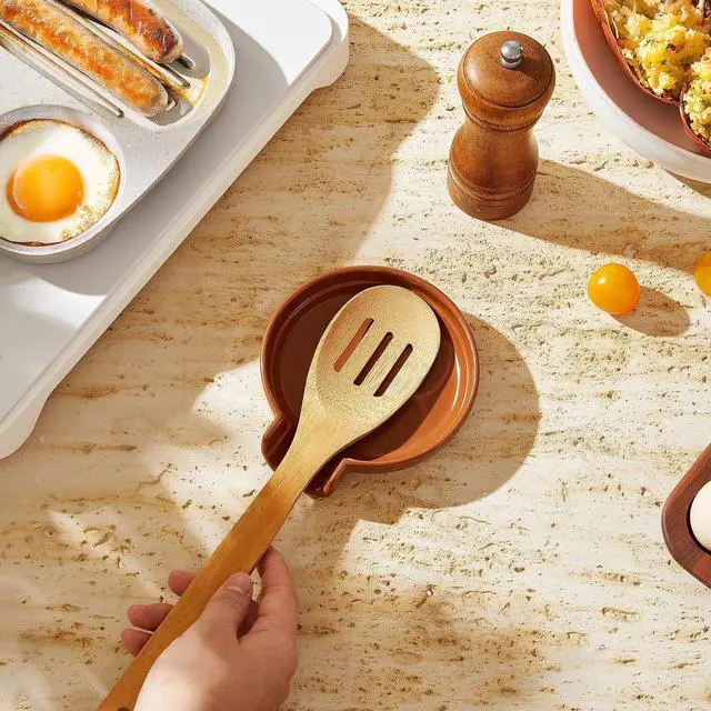 Alt view image 7 of 7 - Oscar Ceramic Spoon Rest Minimalist Drip-Free Heat-Resistant Utensil Holder for Stove, Countertop, or Coffee Bar Glazed Stoneware Kitchen Spoon Tray Dishwasher Safe 5 Colors