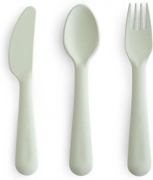 Main image of mushie Dinnerware Cutlery Set of 3 For Kids | Made in Denmark (Sage)