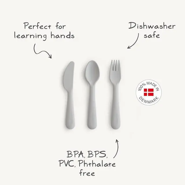 Alt view image 2 of 7 - mushie Dinnerware Cutlery Set of 3 For Kids | Made in Denmark (Sage)