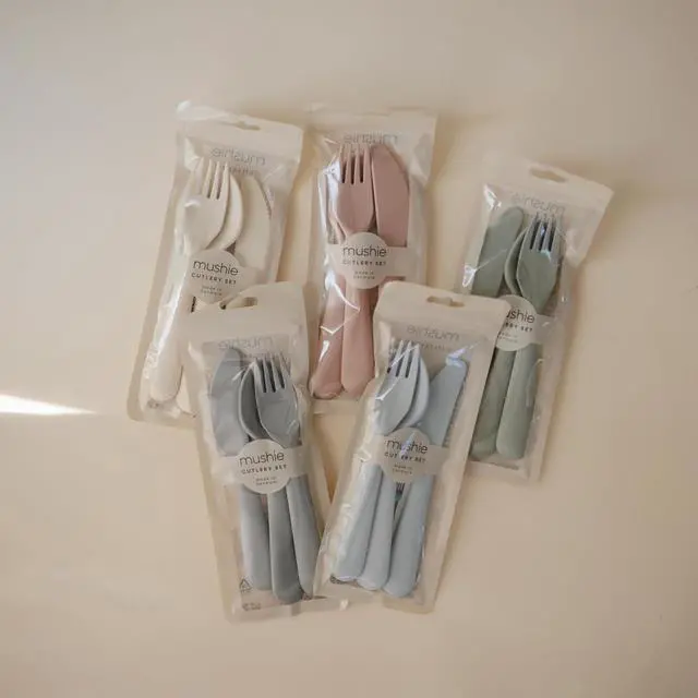 Alt view image 3 of 7 - mushie Dinnerware Cutlery Set of 3 For Kids | Made in Denmark (Sage)