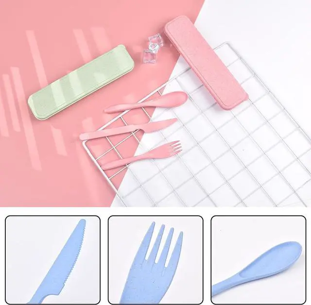 Alt view image 2 of 6 - 8 Sets Portable Cutlery Set,Reusable Travel Utensils with Case