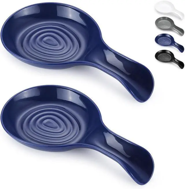 Main image of Kyraton Spoon Rest 2 Pack, Plastic Spoon Holder For Kitchen Counter, Kitchen Utensil Rack For Spoons, Tongs, Spatulas, Spoon Rack For Hob, Dishwasher Safe